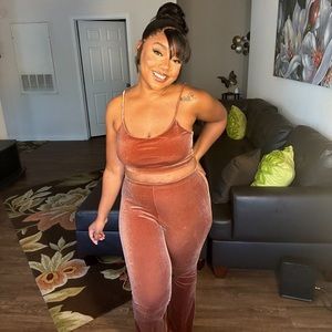 Brown Fashion nova velour set